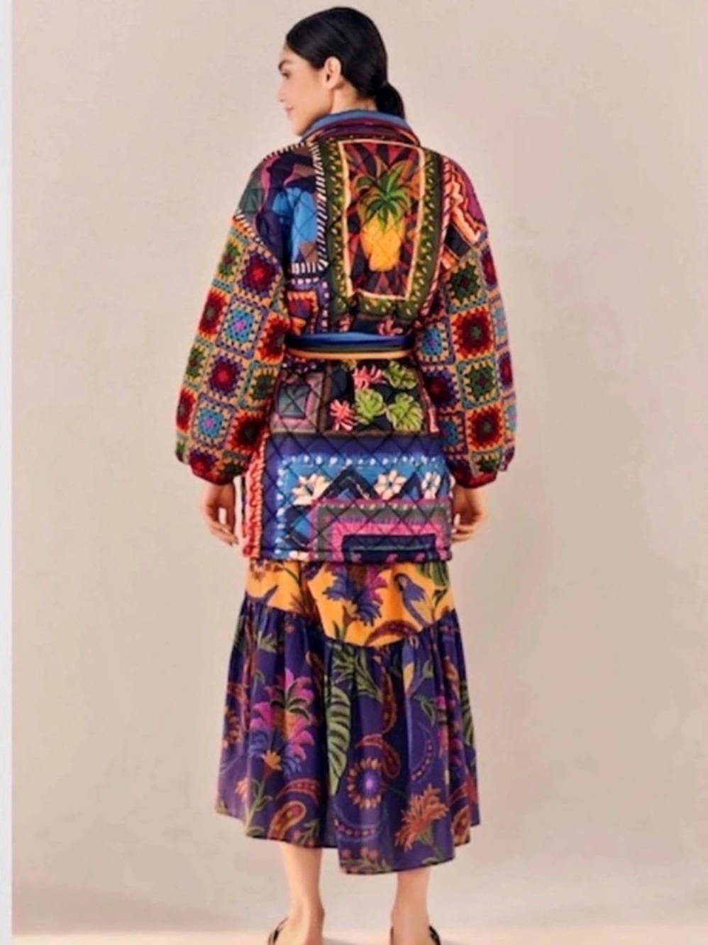Farm Rio Puffer Jacket Printed in Multicolor Size Large NWT - Picture 4 of 8
